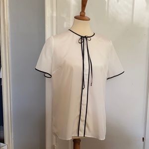 The Limited White Blouse with Black Bow NWT Size M